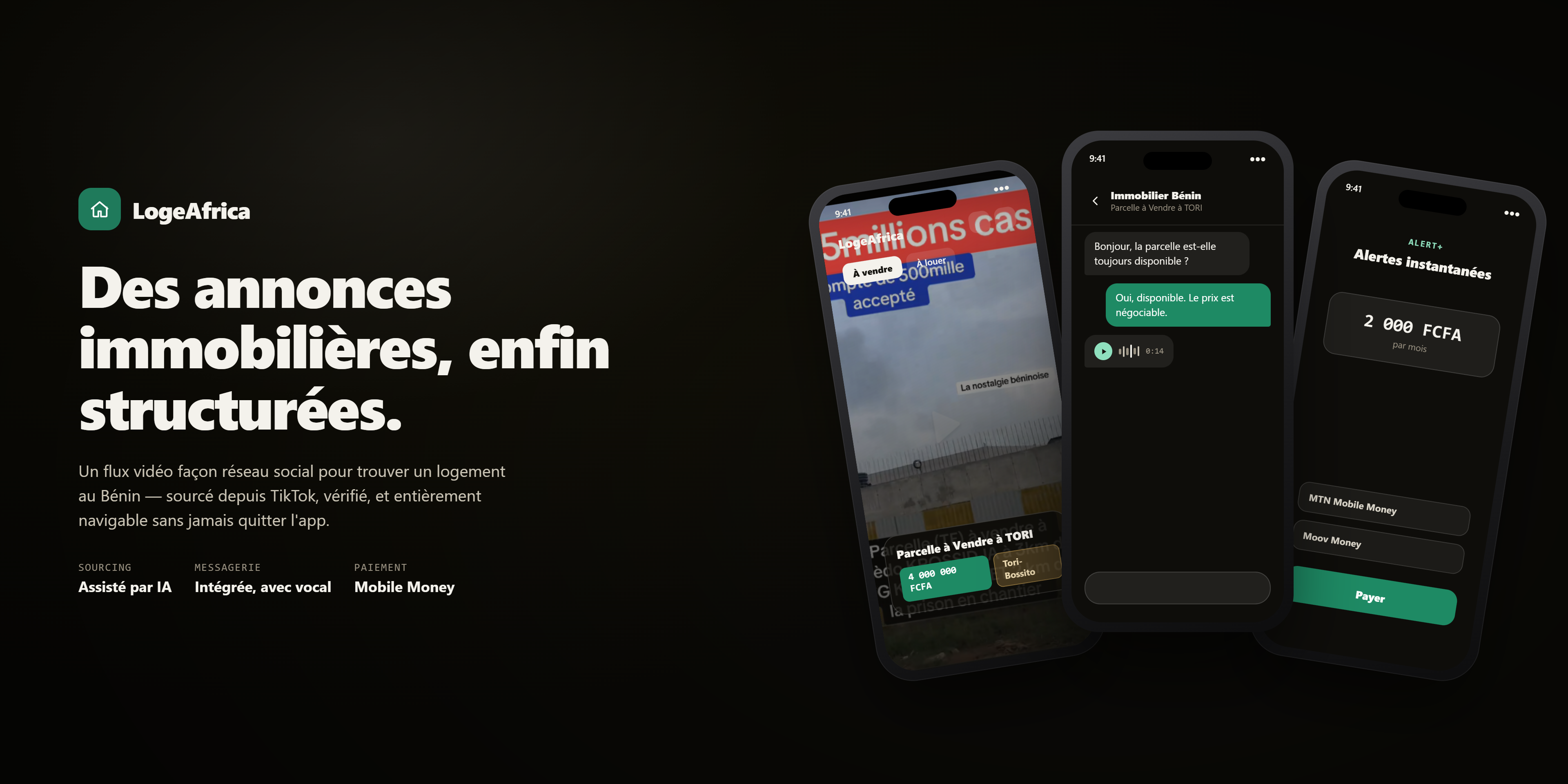 LogeAfrica — Mobile Real Estate Marketplace — logeafrica — video-first feed, in-app messaging & mobile money alerts